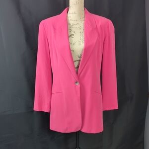 Contemporary Single-Button Blazer in Hot Pink